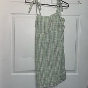 Hollister Mini Dress Womens Medium Green Plaid Slip On